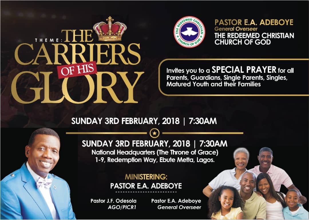 February 2019 Thanksgiving Service – THE CARRIER OF HIS GLORY: PASTOR E.A ADEBOYE