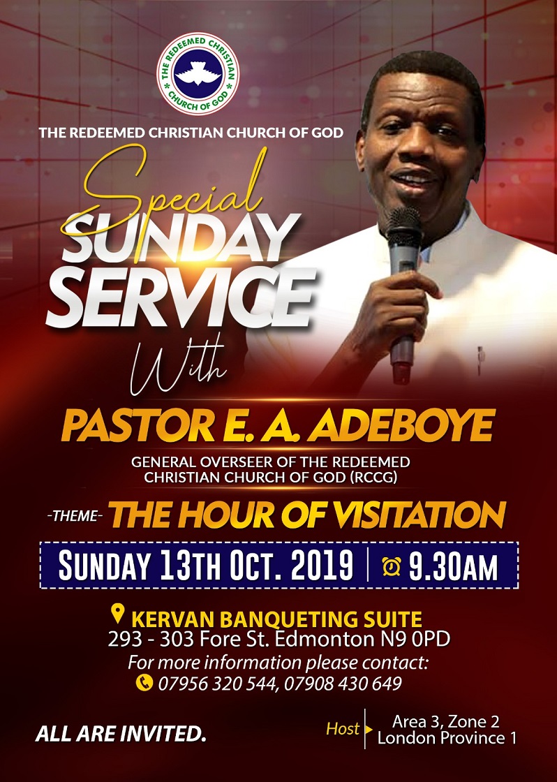 SPECIAL SUNDAY SERVICE WITH PASTOR E.A ADEBOYE @ RCCG KINGDOM OF LIFE CHAPEL, LONDON – THEME: “THE HOUR OF VISITATION “
