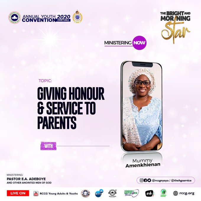GIVING HONOUR AND SERVICE TO PARENTS: PASTOR (MRS.) AMENKHIENAN, RCCG AYC 2020