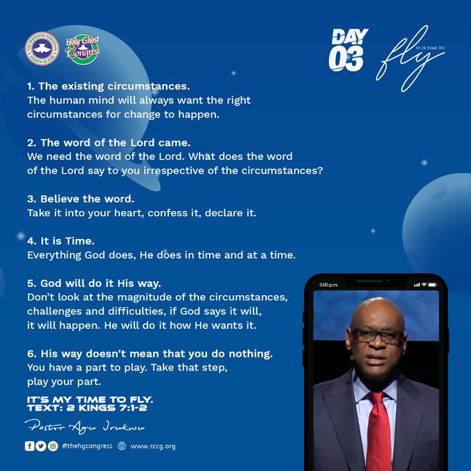 Audio: It Is My Time To Fly – Pastor Agu Irukwu, RCCG Holy Ghost Congress 2020 (Virtual), Day 3 PSF Hour
