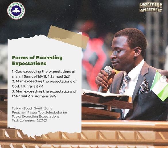 Audio: Talk 4 South-South Zone – Pastor Tobi Selegbekeme- RCCG October 2021 HGS. God Bless You [Part 9] – Exceeding Expectations