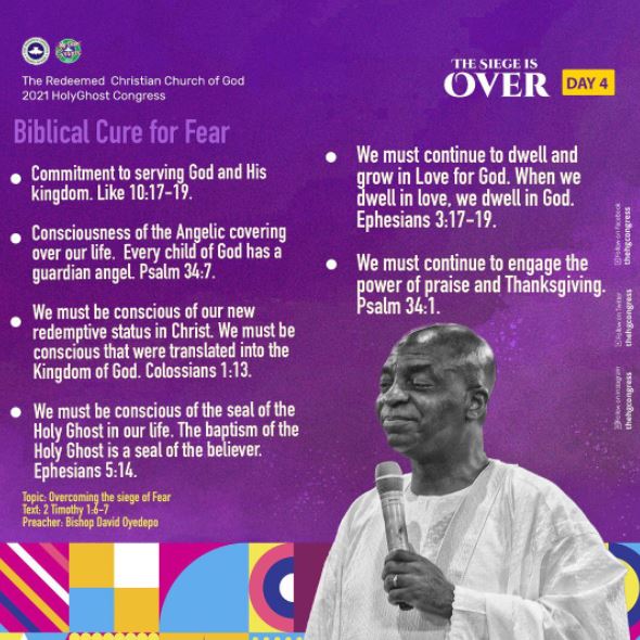 Audio: Overcoming The Siege of Fear – Bishop David Oyedepo,  RCCG Holy Ghost Congress 2021, Day 4.