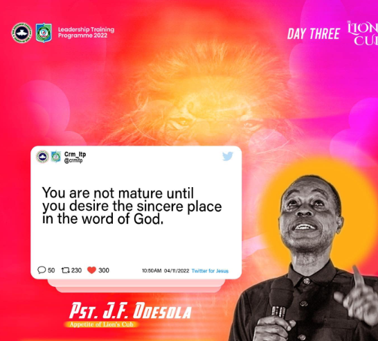 AUDIO: THE LION’S CUB – PASTOR J.F. ODESOLA, CRM LEADERSHIP TRAINING 2022 DAY 3