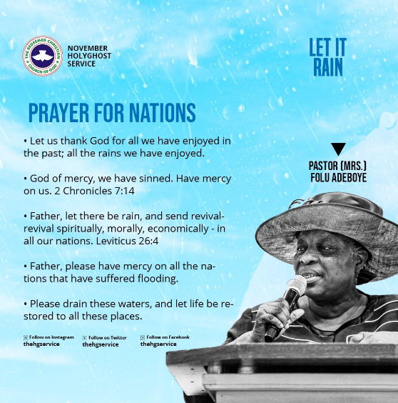 AUDIO: LET IT RAIN – PASTOR [MRS] FOLU ADEBOYE, NOVEMBER 2022 HOLY GHOST SERVICE