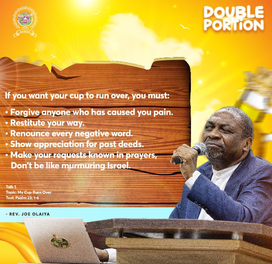 MY CUP RUNS OVER: REVEREND JOE ADEOLU OLAIYA – RCCG HOLY GHOST CONGRESS, 9TH DECEMBER, 2022.