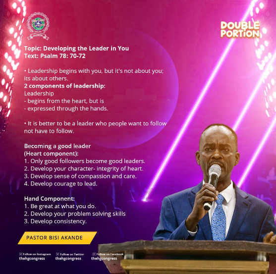 AUDIO: DEVELOPING THE LEADER IN YOU – PASTOR BISI AKANDE, RCCG 2022 HOLY GHOST CONGRESS – DAY 6