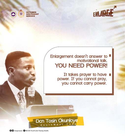 AUDIO: ENLARGE – DCN. TOSIN OKUNLOYE, SOUTHWEST REGION, OCTOBER 2023 HOLY GHOST SERVICE