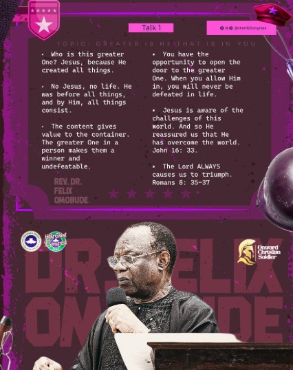 ONWARD CHRISTIAN SOLDIER – HOLY GHOST CONGRESS 2024 – (DAY2 EVENING SESSION) – REVEREND (DR) FELIX ILAWEAGBON OMOBUDE